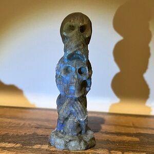 Labradorite Skull Totem Sculpture